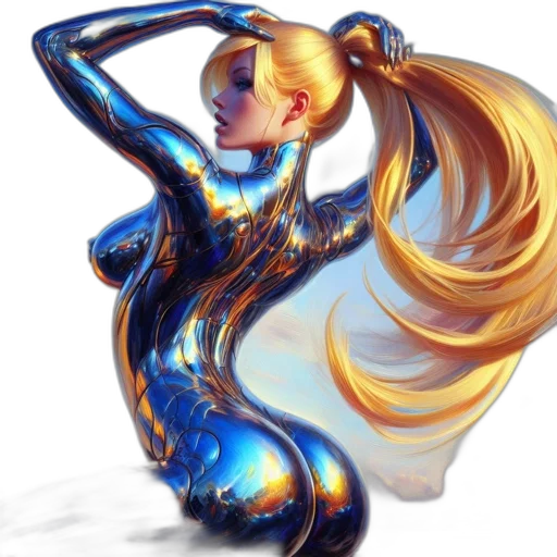 hair, robot, dress, concept art, fantasy art, anime, comic book art, outer space transparent PNG cut-out