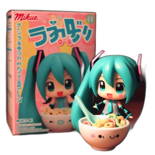 food, 3d render, vaporwave, concept art, anime, figurine, hatsune, miku transparent PNG cut-out