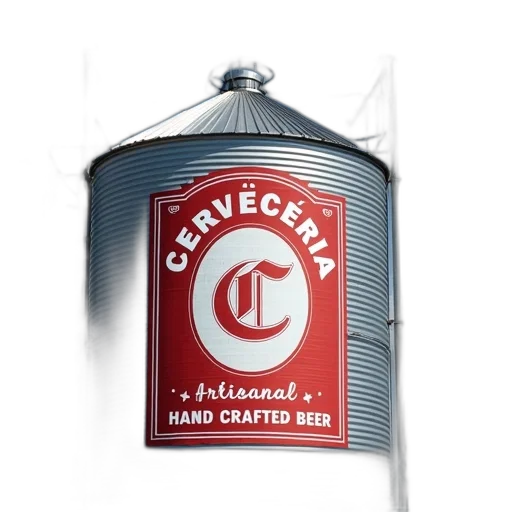 bottle, 3d render, large, shiny, metal, silo, red, white transparent PNG cut-out