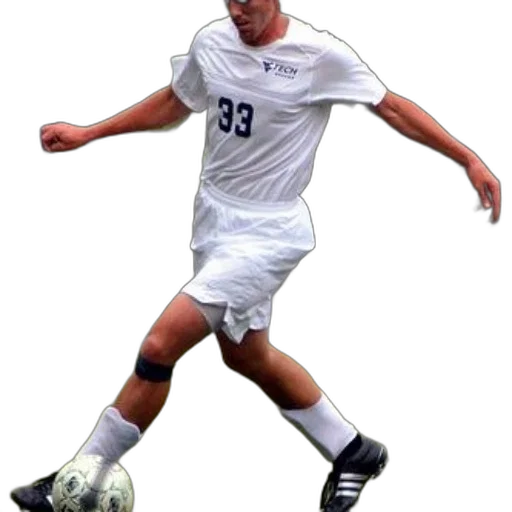 soccer, player, white, uniform, number, kicking, ball transparent PNG cut-out