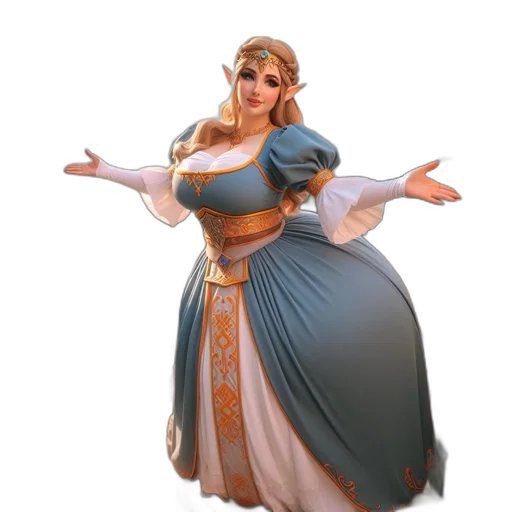 dress, staff, concept art, fantasy art, 3d render, pixel art, regal, elf-like transparent PNG cut-out