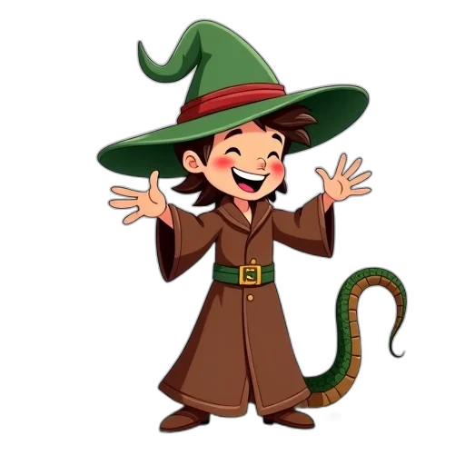 staff, hat, dragon, cartoon, concept art, fantasy art, pixel art, character transparent PNG cut-out