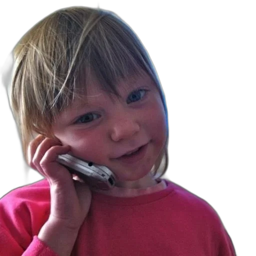 face, young, girl, pink, shirt, holds, cell, phone transparent PNG cut-out
