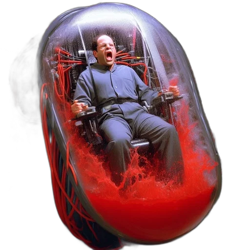 car, concept art, photorealistic, man, seen, within, red, spherical transparent PNG cut-out
