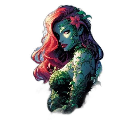 jewelry, comic book art, fantasy art, concept art, pixel art, green, colorful, woman transparent PNG cut-out