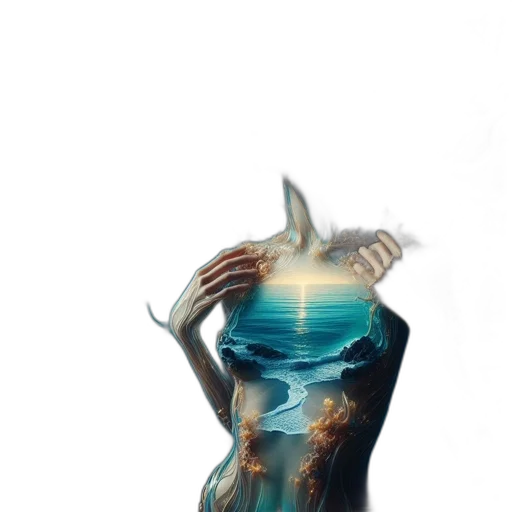 bottle, dress, mask, jewelry, concept art, fantasy art, 3d render, vaporwave transparent PNG cut-out