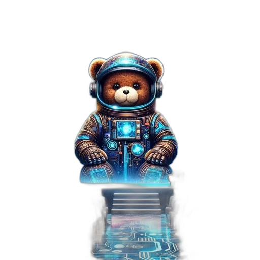robot, concept art, pixel art, 3d render, cyberpunk, outer space, blue, event transparent PNG cut-out