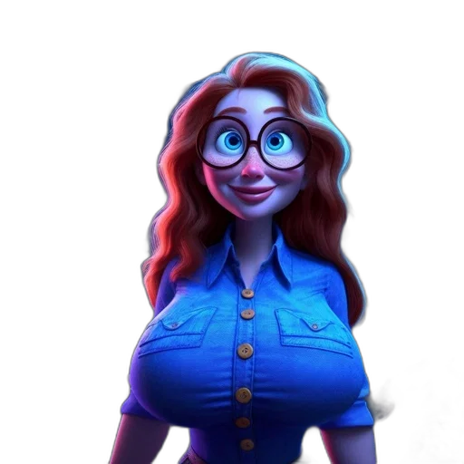 dress, staff, face, concept art, cartoon, 3d render, fantasy art, blue transparent PNG cut-out