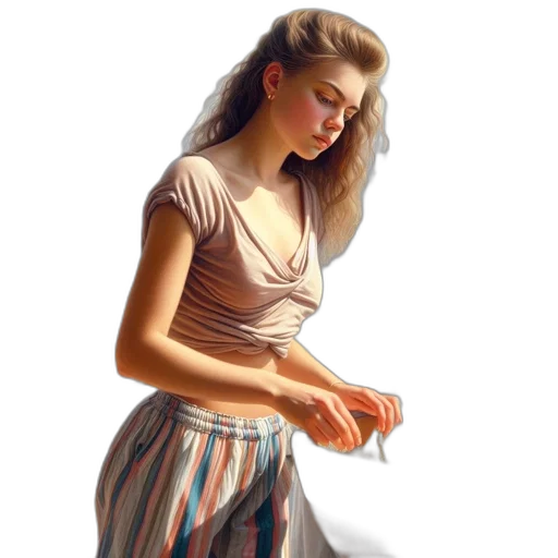 dress, jewelry, shoes, staff, photorealistic, oil painting, concept art, fantasy art transparent PNG cut-out
