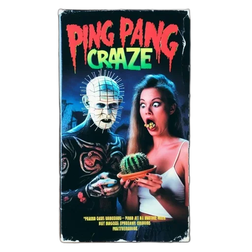 vhs, tape, cover, ping, pang, craze, two, characters transparent PNG cut-out