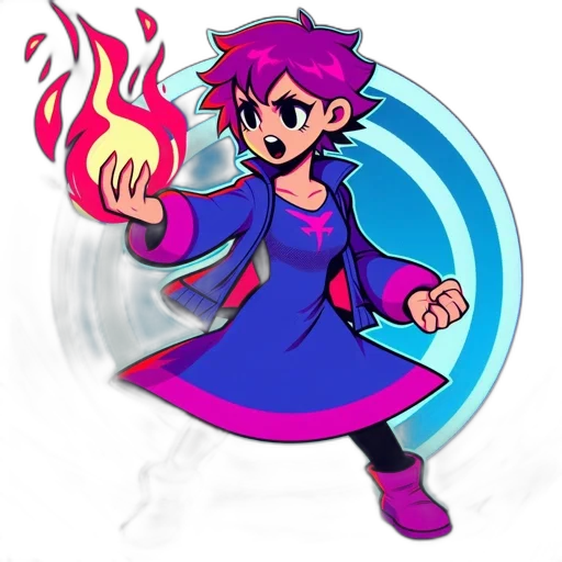 staff, concept art, pixel art, fantasy art, cartoon, fire, neon, colorful transparent PNG cut-out