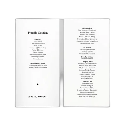 double-sided, church, bulletin, white, background, black, text, left transparent PNG cut-out