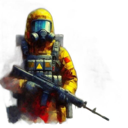weapon, robot, staff, jacket, concept art, pixel art, watercolor, fantasy art transparent PNG cut-out