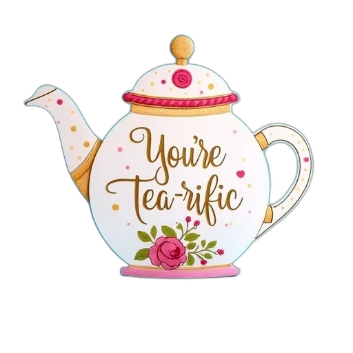 3d render, close-up, view, tea, pot, craft, blue, background transparent PNG cut-out