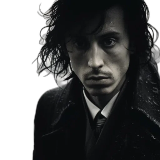 jacket, face, hair, animal, photorealistic, somber, rainy, city transparent PNG cut-out