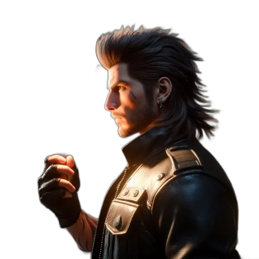 jacket, face, staff, hair, concept art, pixel art, 3d render, comic book art transparent PNG cut-out