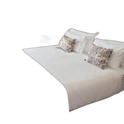furniture, 3d render, earth tones, neatly, made, bed, white, sheets transparent PNG cut-out