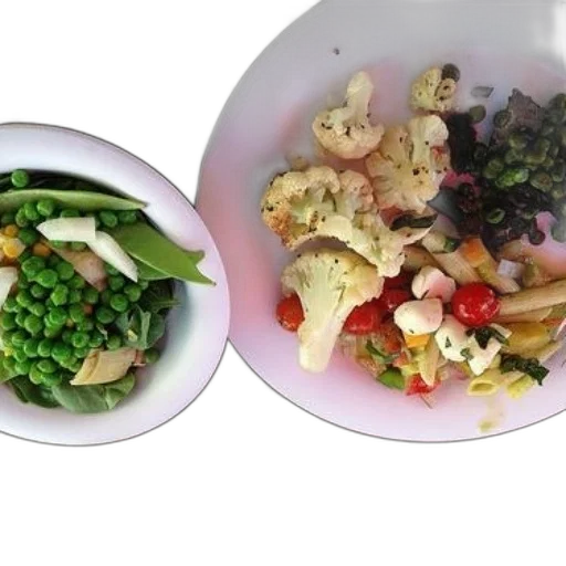 food, plate, colorful, vegetables, including, cauliflower, tomatoes, green transparent PNG cut-out