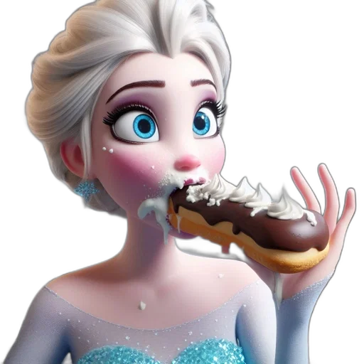 food, 3d render, concept art, photorealistic, cartoon, animated, princess, platinum transparent PNG cut-out
