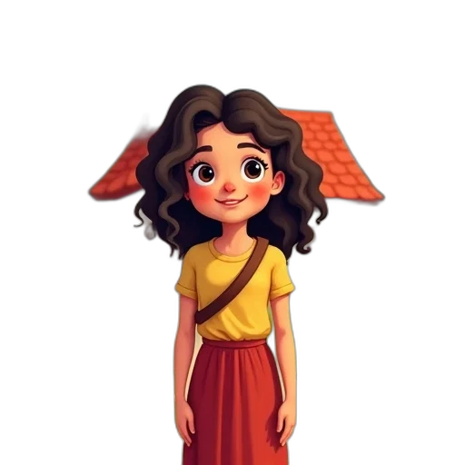 dress, staff, face, umbrella, cartoon, concept art, 3d render, pixel art transparent PNG cut-out
