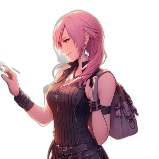 dress, staff, jacket, weapon, concept art, cyberpunk, fantasy art, anime transparent PNG cut-out