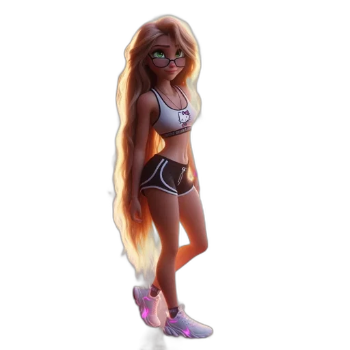 3d render, concept art, cartoon, fantasy art, animated, female, character, stands transparent PNG cut-out
