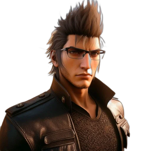 jacket, face, hair, staff, 3d render, concept art, photorealistic, man transparent PNG cut-out