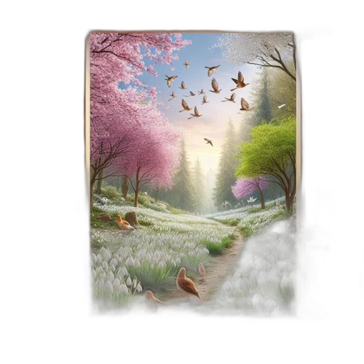 tree, photorealistic, fantasy art, oil painting, concept art, forest, fog, snow transparent PNG cut-out