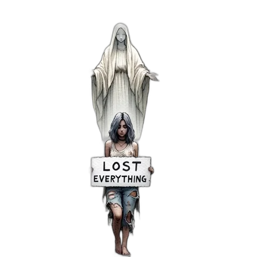 concept art, fantasy art, pixel art, comic book art, post-apocalyptic, city, young, woman transparent PNG cut-out