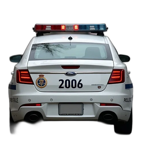 car, white, police, number, 206, rear, door, parked transparent PNG cut-out