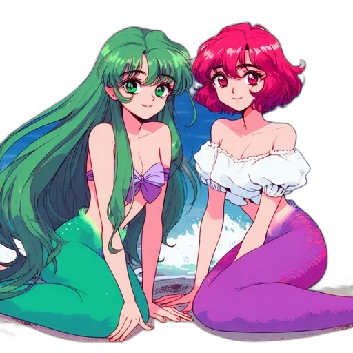 dress, vaporwave, anime, pixel art, concept art, underwater, beach, green transparent PNG cut-out