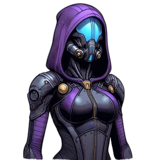 mask, robot, face, jacket, concept art, cyberpunk, fantasy art, comic book art transparent PNG cut-out
