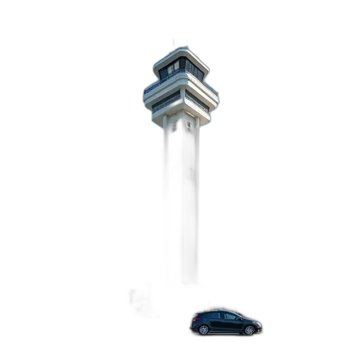 car, building, 3d render, concept art, modern, airport, control, tower transparent PNG cut-out