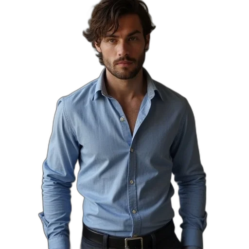 jacket, staff, photorealistic, blue transparent PNG cut-out