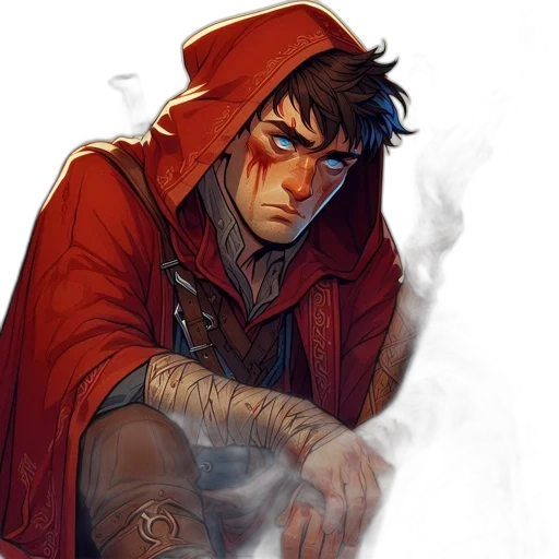 jacket, concept art, comic book art, fantasy art, pixel art, fire, red, young transparent PNG cut-out