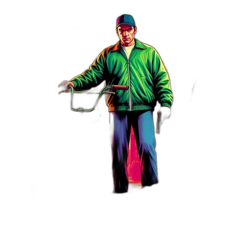 jacket, staff, hat, umbrella, concept art, pixel art, 3d render, comic book art transparent PNG cut-out
