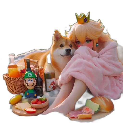 crown, food, animal, creature, concept art, pixel art, 3d render, vaporwave transparent PNG cut-out