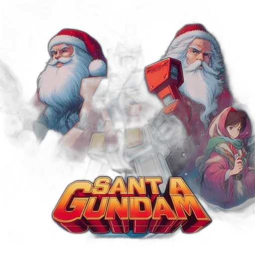 concept art, fantasy art, animated, scene, features, santa, gundam, red transparent PNG cut-out