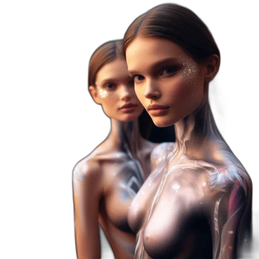 robot, jewelry, face, dress, photorealistic, 3d render, concept art, fantasy art transparent PNG cut-out