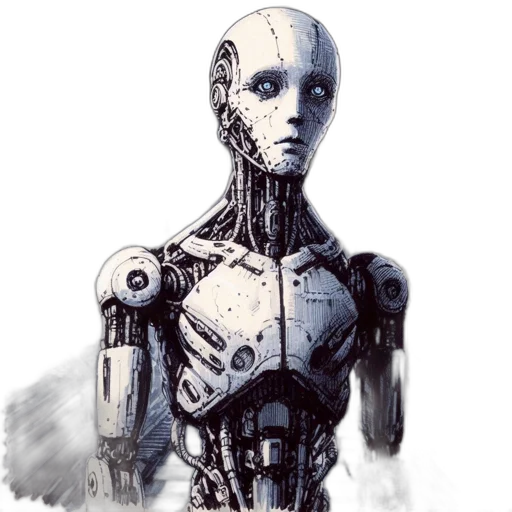 robot, face, concept art, comic book art, photorealistic, 3d render, illustration, features transparent PNG cut-out