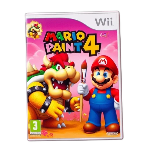 concept art, 3d render, pixel art, nintendo, wii, game, case, titled transparent PNG cut-out