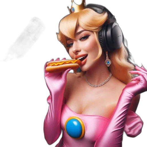 food, concept art, fantasy art, photorealistic, comic book art, woman, pink, princess transparent PNG cut-out