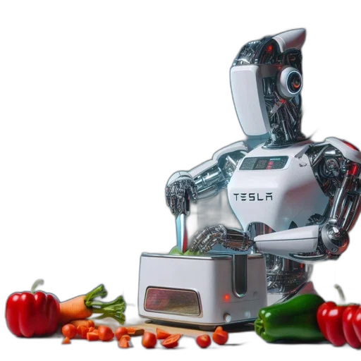 robot, food, 3d render, futuristic, kitchen, humanoid, robotic, entity transparent PNG cut-out