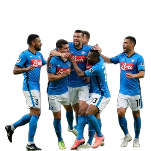 staff, napoli, players, celebrating, goal, against, juventus transparent PNG cut-out