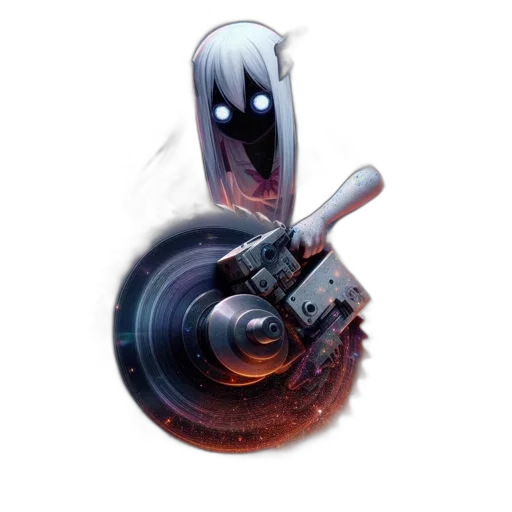 weapon, robot, staff, hair, concept art, pixel art, fantasy art, cyberpunk transparent PNG cut-out