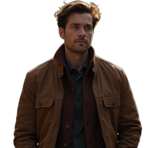 jacket, staff, face, hair transparent PNG cut-out