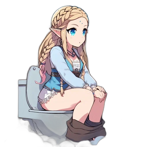 staff, dress, hair, crown, pixel art, anime, cartoon, concept art transparent PNG cut-out
