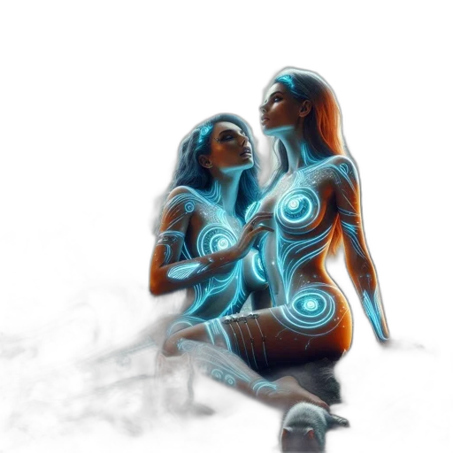 robot, jewelry, dress, fantasy art, concept art, 3d render, cyberpunk, neon lights transparent PNG cut-out