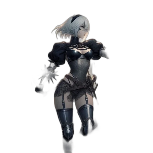 robot, staff, dress, weapon, concept art, fantasy art, 3d render, pixel art transparent PNG cut-out