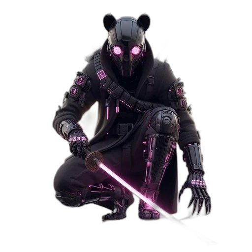 mask, creature, animal, weapon, concept art, cyberpunk, fantasy art, 3d render transparent PNG cut-out